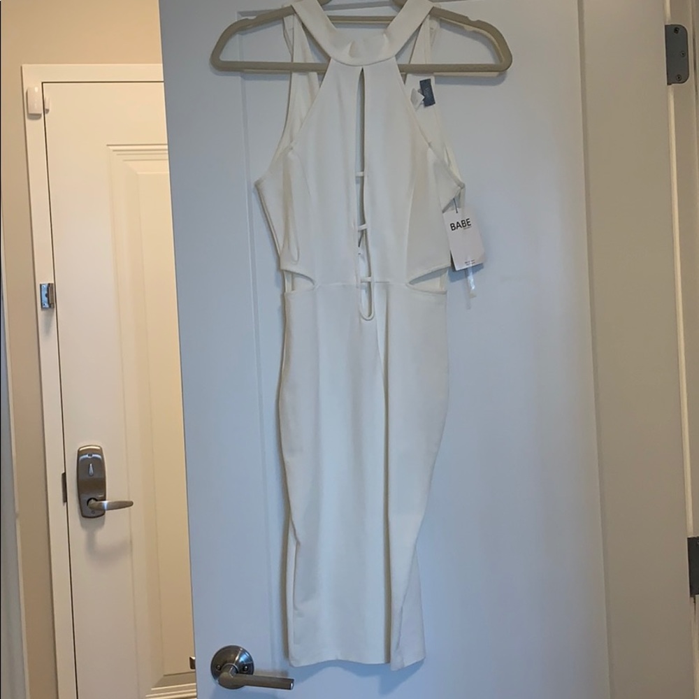 white cutout dress